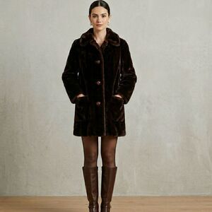 Aleutian Dubrowsky and Joseph Vintage Chocolate Brown Faux Fur Coat Union Made